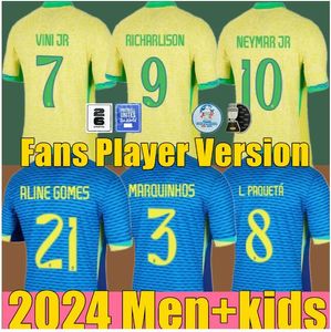 2024 Brazils Soccer Jersey NEYMAR JR Brasil CASEMIRO Seleção Nacional 24/25 G.JESUS P.COUTINHO Homens Crianças L.PAQUETA T.SILVA MARCELO VINI JR Camisa de Futebol Uniforme