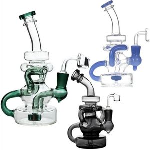 7,8 tum Big Glass Bong Hookahs Klein Recycler Oil Rigs Feb Water Bongs rökrör Huvudsaklig oljerigg med 14 mm banger