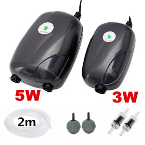 Accessori 220V 3W 5W Mini Acquario Pompa d'aria Silenzioso Serbatoio di pesce Pompa di ossigeno Compressore d'aria Accessori acquario Singola doppia uscita aria