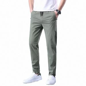 Ice Silk Pants For Men Korean FI Summer Thin Men's Straight Joggers snabb torr andas färska trendiga streetwear i5nj#