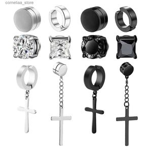 Öron manschett öron manschett 1pair mode magnetic clip ear stud icke piercing örhängen falska örhängen gåva för män kvinnor smycken y240326