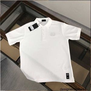 Designer Summer Original FD Kort ärm Löst montering av herrar Silk Pearl Cotton Embroidery Men's Lapel Short Sleeved T-Shirt Trend 7I94