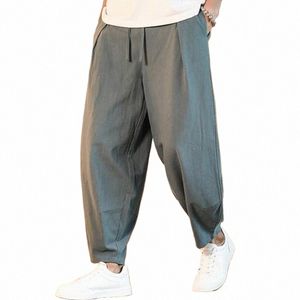 japanese Loose Men's Cott Linen Pants Male SummerCasual Harem Pant Solid Color Linen Trousers Streetwear Plus Size S-5XL I3Zl#