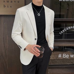 Mens Fashion Business Gentleman Ultra Thin Velvet Korean Edition Tjock Solid Color Host Travel Leisure Wedding Jacket 240326