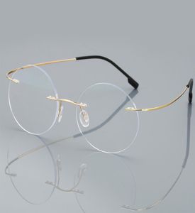 Antiblue Ray Rimless Reading Glasses Men Women Round Titanium Alloy Frame Prescription Presbyopia Eyeglasses 1502002506942942