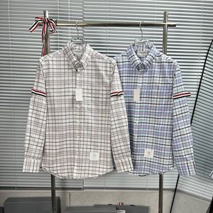 Camisa oxford xadrez pequena masculina com cinto vermelho branco azul de manga dupla