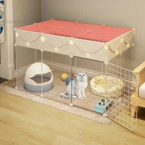 Cages Luxury Cat Cage Cat Supplies Home Small Apartment Transparent Indoor Super Large Free Space Villa Cat House Fence Dedicated F