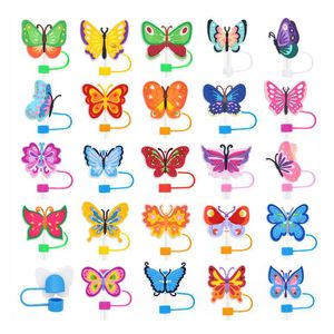 Wholesale 10mm Custom Silicone Straw topper For 30 & 40 Oz Tumbler Accessories butterfly Straw Tips Cover Caps