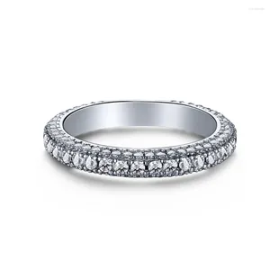 Anelli a grappolo Anello in argento S925 con zirconi incastonati con gioielli versatili da donna alla moda in stile diamante pieno