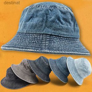 Geniş Memlu Şapkalar Kova Şapkaları Şık denim kova yıkama şapkası retro katlanır balıkçı şapkası pamuk gündelik güneş şapkası yaz açık kadın güneş şapka c24326