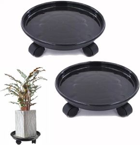 Magasy 30 cm växt Caddy Stand Round Pallet Pot With Lock Wheels Rolling Tray Planter Trolley Casts Pot Saucer For Patio Garden inomhus