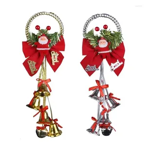 Party Supplies Metal Christmas Santa Wind Chimes Door Hangers With Bow For Decorations Ornaments