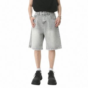 Iefb Summer Men's Casual Jeans Shorts Loose Mid High Waist Fi Knee Lenght Denim Short Pants Vintage Male New Korean 9A8927 A8O5#