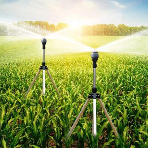 Pulverizadores 360 Rotação Cabeça de irrigação de irrigação com tripé telescópico Jardim Pulverizador rotativo automático ao ar livre Sprinklers de rega de gramado