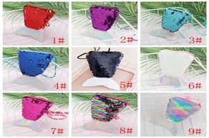 Portamonete da donna con coda di sirena e paillettes Portamonete per ragazze Borse a tracolla Portacarte Piccolo portatile Borsa a portafoglio con brillantini Borsa per bambini Regalo VT04381435