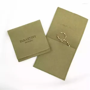 Present Wrap Sheepsew 8x8cm Custom Logo Tryckt Small Envelope Flap Package Pouch Luxury Microfiber Necklace Jewelry Bag
