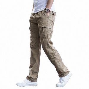 Big Size Men's Cargo Pants New Spring Summer Byxor Straight Leg Work Pant Men Casual Loose Cott Overalls Side Multi Pockets O7XR#