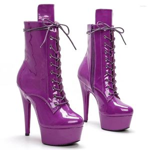 Dance Shoes Women 15CM/6inches PU Upper Plating Platform Sexy High Heels Ankle Boots Pole 15-033