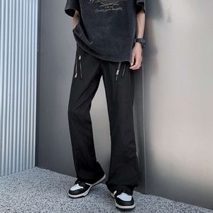 American Design Personalized Zippered Workwear for Men with Straight Fit and Black Casual Micro Flared Pants