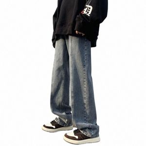 Spring Autumn Blue Black Baggy Homme Jeans Streetwear Hip Hop Cargo Pants Men's Straight Jeans Pants Elastic Harun Joggers 5XL G7HU#