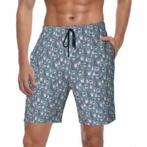 nordic Animal Gym Shorts Summer Christmas Trees and Polar Bears Fi Beach Shorts Men Sports Surf Quick Dry Beach Trunks 45Qw#