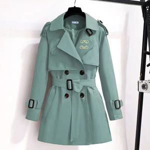 Trench coat de marca de grife, casaco feminino de inverno da moda, cintura elegante, estilo clássico inglês, cinto trespassado duplo, trench coat S-3XL