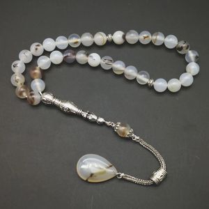 Natural Agates Stone Tasbih 33 66 99beads Islamiska lyxiga rosenkransmän Muslimska Misbaha Gemstone Bönpärlor Armband Eid Gift 240315