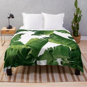 Battaniye Muz Yaprakları Yeşil Atma Battaniye Ekose Kanepe Kürklü Yatak Lüks Tasarımcı