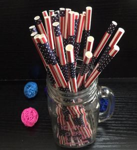 100st American USA Flag Paper Foodgrade Drinking Straws Table Proware Accessories Decor för IndenPendens Day 4: e juli Party Decor699643