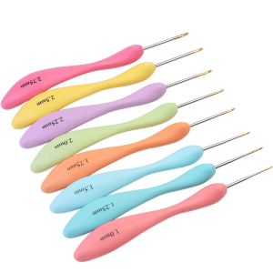 Knitting TLKKUE 8pcs /set Crochet Hooks Set For Wool Yarn Knitting Crochet Knit Tool Set Hand Sewing Hook For Sweater Scarf