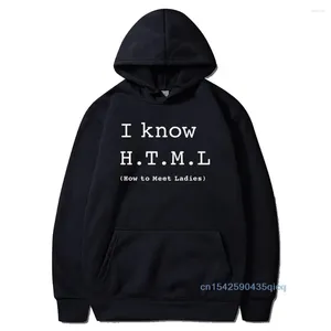 Herren-Kapuzenpullover, Roman für Männer, Geek-Witz, ich kenne HTML, wie man Damen, Programmierer, Programmierer mit Kapuze, Entwicklung, Hip-Hop, Geschenk, Kleidung, Mantel trifft