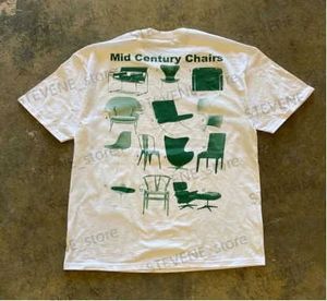 メンズTシャツ夏のハラジュクレトロ飽和テーブルと椅子パターンプリントTシャツメンズY2Kパンクカジュアル特大のルーズコットンTシャツトップT240325