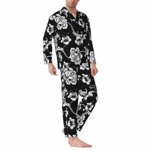 chic Baroque Floral Pajamas Man Retro Frs Print Cute Soft Room Sleepwear Autumn 2 Pieces Retro Oversized Custom Pajama Sets x1Up#