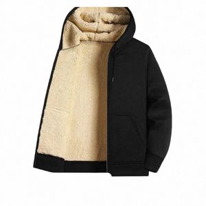 winter Jacket Men Lambswool Warm Thicken Jackets Jogging Casual Zip Up Coat Men Sweatshirt Plush Lined Cardigan Hoodie b0go#