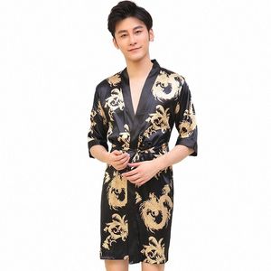 men Sexy Cardigan Ray Kimo Bathrobe Print Drag Dring Gown Lounge Bridegroom Sleepwear Casual Nightgown Home Clothes 96z0#