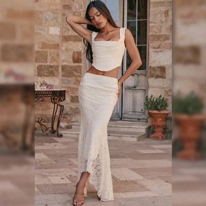 Mingmingxi Summer Sleeveless 2 Piece Sets Outfits Elegant Formal Events Wedding Guest Dresses Sexy Cropped Top and Skirt 240321