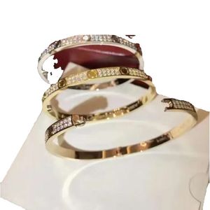 Top Fine Brand Pure Sterling Sier Jewelry for Women Driver Thin Design Rose Gold Diamond Love Bangle Wedding Engagement Screw Bracelet Hot