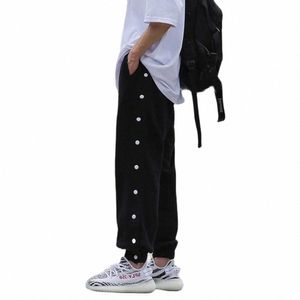 trendy Side Butts Joggers Men Casual Sweat Pants Spring Summer Trousers Elastic Waist Streetwear Male Clothing 33aw#