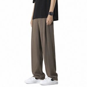 new Spring And Summer Thin Men'S Ice Silk Quick Dry Straight Tube Loose Drop Casual Pants Youth Fi Versatile Trousers B6LR#