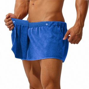 Uomini sexy Shorts Accappatoio Pantaloni del pigiama in microfibra Pigiama da uomo Biancheria da notte Asciugamano corto Pantaloni Spacco laterale Accappatoio Culottes Morbido p173 #