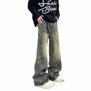 Vintage Flase dżinsy mężczyźni szerokie nogi worki spodnie jesień nowa streetwear fi rozprzestrzeniła się oryginalna ulica y2k dżinsowe spodnie zima 82L6#