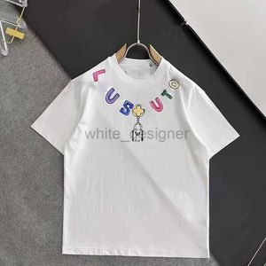 남성 T 셔츠 여름 짧은 슬리브 티셔츠 남성 여성 스웨트 디자이너 T 셔츠 편지 인쇄 둥근 목 풀 오버 티 느슨한 면화 남성 Tshirt 흰색 오버 사이즈 티