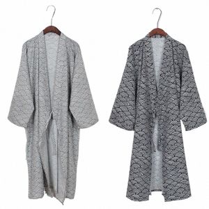 Męski Kimo Yukata Cott Soft Japońska luźna szata Suknia nocna szlafrok samuraja odzież LG Raby R6ZG#