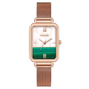 أزياء Little Green Women Watch Square Square Mesh Milan Strap