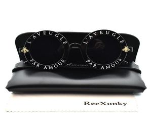 Güneş gözlüğü moda unisex yuvarlak retro kadınlar vintage gözlükler daire klasik arı mektubu güneş erkek tonları visor topsunglasses88842897