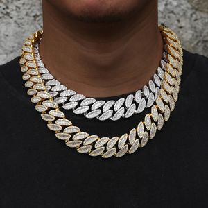 Miami lodowe wisiorek Naszyjnik dla mężczyzn o szerokości 20 mm 3 rzędu T Square Moismanite Diamond Cuban Link Chain Prong Rock Rock Hip Hip Gruster 18K Gold Jewelry Woman