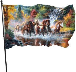 Zubehör Run Quickly Horses Flagge Dschungel Wildlife Flaggen Party Innen- und Außendekoration Polyester mit Messingknopfloch Frauen Männer Geschenk