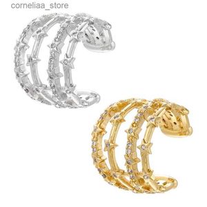 Ear Cuff Ear Cuff ZHUKOU Gold Earmuffs Adjustable Ear Clip Cubic Zirconia Clip Summer False Perforated Earmuffs Wholesale VE833 Y240326