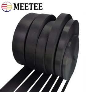 Acessórios 5 metros meetee 10100mm preto náilon webbing banda saco mochila cinta pet colar cinto fita diy vestuário fita acessórios de costura