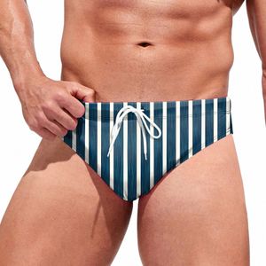 Ungdom Populära randiga dragskonterningar Mäns HARAJUKU Låga midjor Baddräkt Summer Hawaiian Quick Dry Bathing Suit Hombres P7BD#